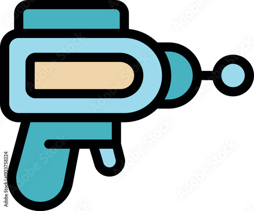 Pixel art illustration of a retro ray gun shooting energy beams, perfect for video games and science fiction projects