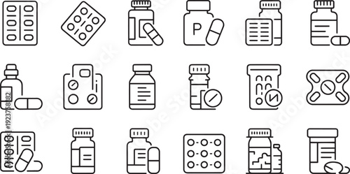 Set of various laboratory glassware and chemical containers isolated on transparent background