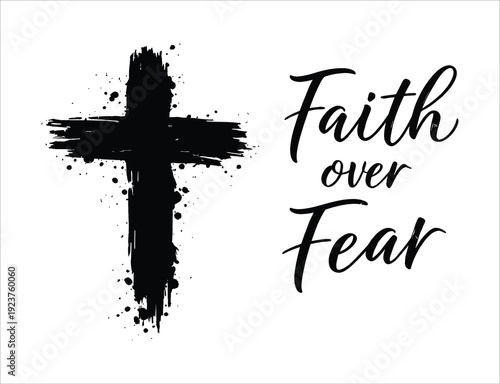 Faith Over Fear Cross Typography