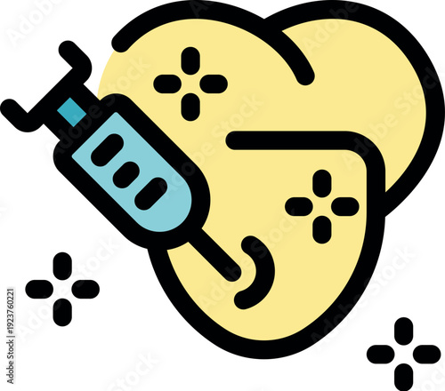 Syringe injecting hormone into thyroid gland, helping manage thyroid disorders like hypothyroidism or hyperthyroidism