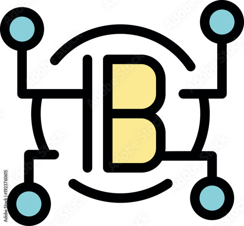 Cryptocurrency network and connections, symbolized by the letter b, representing digital finance and investment