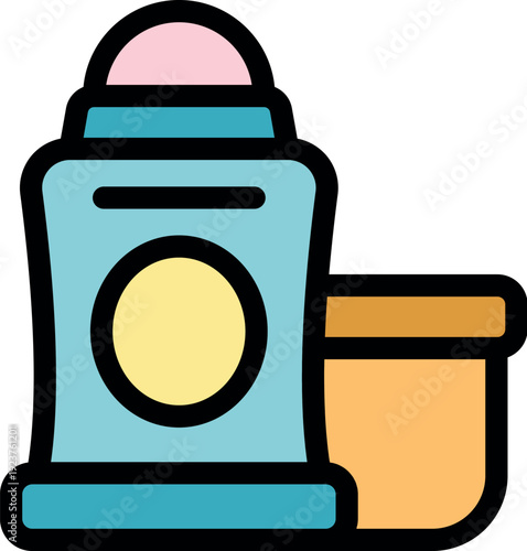 Roll on deodorant and its packaging are displayed, highlighting essential personal hygiene products