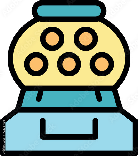 Round plastic container dispensing colorful chewing gum balls