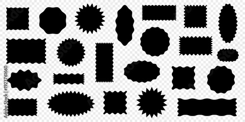 Collection of abstract zig zag wavy frames in different shapes