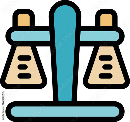 Laboratory balance comparing two chemical substances in test tubes during a scientific experiment