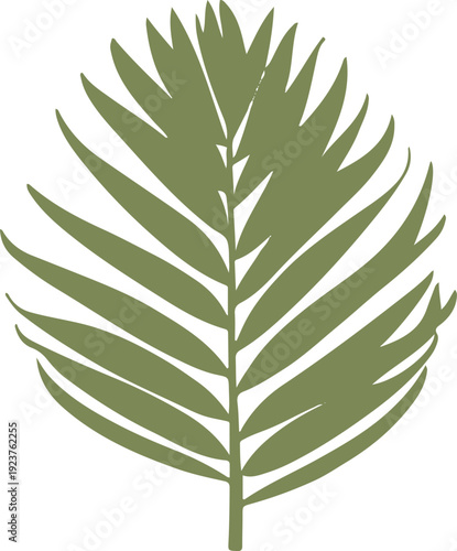  Minimalist natural floral vector sticker of coconut palm leaf, bold black thick clean outline, pure white background 1