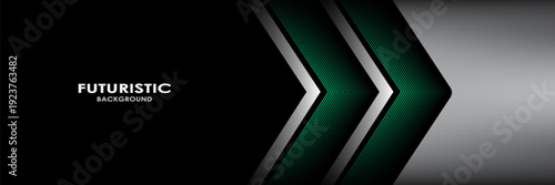 3D silver green lines abstract background overlap layer on dark space with arrows effect decoration. Modern graphic design element stripes style concept for web, art, flyer, card, or brochure cover