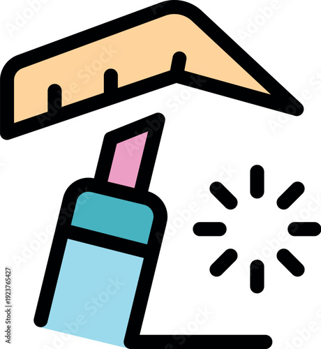 Correction fluid and ruler are used together to create a perfect, clean line, ensuring accuracy in design or writing