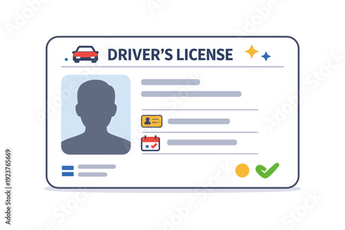 Driving license mockup featuring a neat card frame, photo silhouette and minimal text blocks, suggesting a universal template for