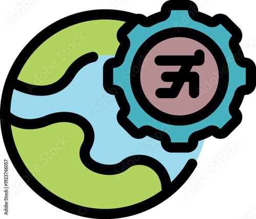 Cryptocurrency gear integrating with planet earth, symbolizing global financial technology and decentralized digital currency management