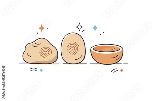 Natural clay and mud surfaces. Close-up style scene of smooth clay forms with fingerprints and gentle indentations, suggesting handmade craft