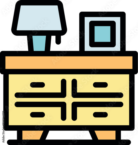 Cozy home office desk featuring a lamp, picture frame, and stylish design, perfect for creating a productive workspace