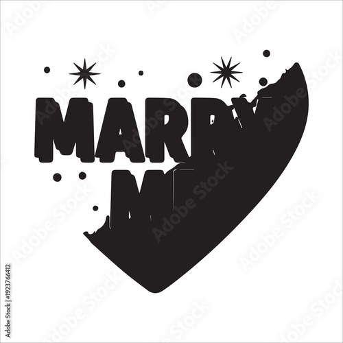 Marry Me text over heart shape with sparkling stars and dots silhouette for proposal