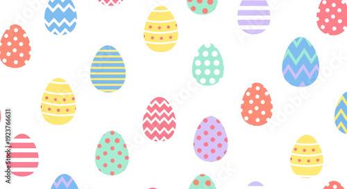 Vibrant easter egg pattern seamless background with cheerful geometric designs and pastel