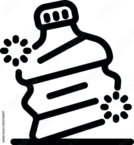 Disinfecting detergent cleaning a plastic bottle, eliminating bacteria and germs for hygiene and sanitation