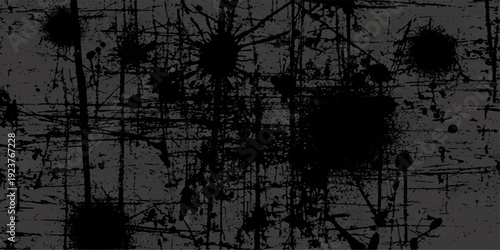 An abstract grunge wall background featuring dark forest silhouettes against a moody sunset sky with misty water reflections and vintage textures