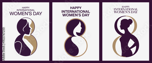 Happy International Womens Day with Elegant 8 and Feminine Silhouette Design