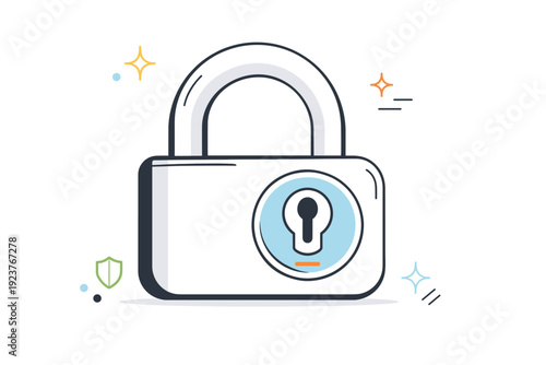 Minimalist Lock Design. Lock close-up detail. A minimalist view of a modern padlock or door lock, clean geometry and soft reflections emphasizing security and