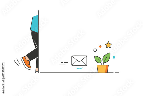 People entering or exiting frame. A person partially visible at the edge of the frame, one foot stepping in, body slightly cropped. Sense of movement and