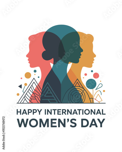 Happy International Womens Day with Abstract Feminine Profiles