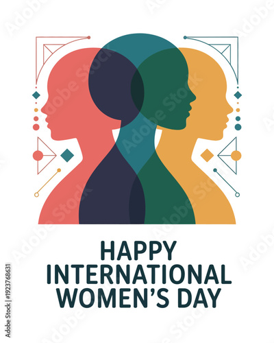 Happy International Womens Day with Abstract Feminine Profiles