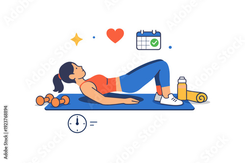 Fitness and home workout routines focused on a person exercising on a mat with simple equipment, conveying motivation, consistency and an