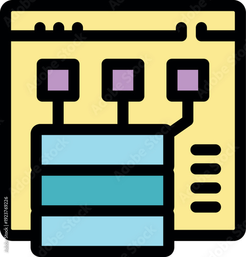 Secure data storage and retrieval through web hosting service connected to database server, ensuring efficient website functionality