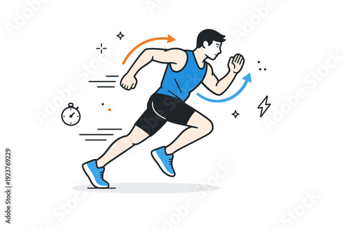 Acceleration mechanics practice ? arm drive technique. A focused scene highlighting coordinated arm movement during acceleration, elbows bent