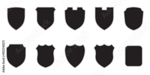 Professional black heraldic shield badge vector set