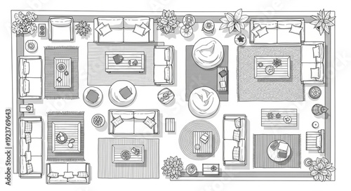 Detailed architectural floor plan of a modern outdoor dining area.