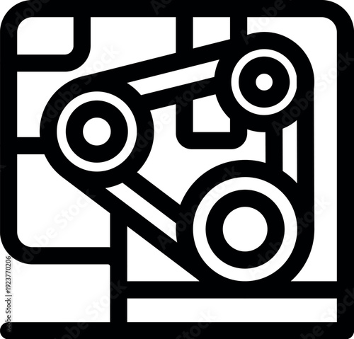 Timing belt ensuring synchronization between crankshaft and camshaft, crucial for engine performance