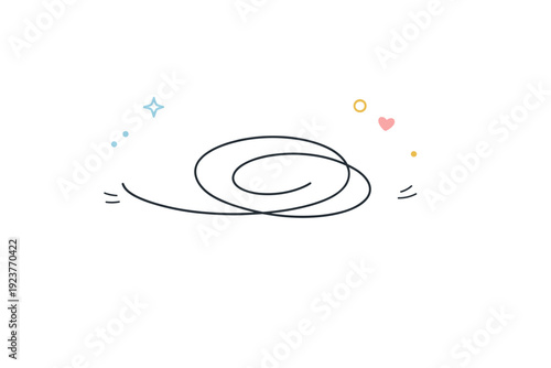 Simple string detail. A gentle curl of string lying in a loose spiral or loop, light shadows adding softness. Quiet visual of material pause