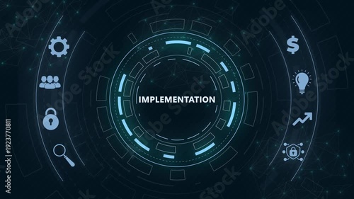 IMPLEMENTATION, web technology concept. Business, Technology, Internet and network concept.
