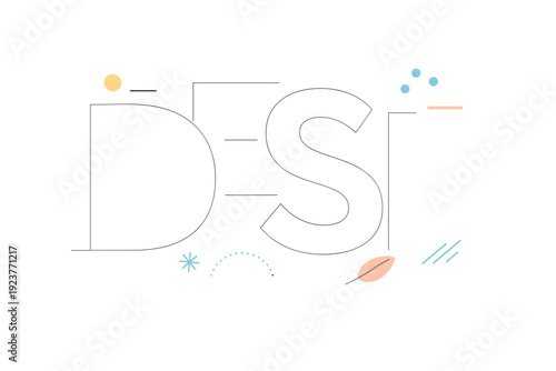 Minimal typographic surface. Large-scale letters used as background texture with small decorative marks floating around, calm and stylish