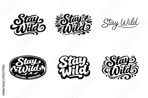 Preserve the light. Set lettering. harmonious lettering variations of the same emblematic concept, each with different artistic interpretation (Bold