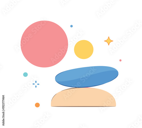 Minimal background simple rounded forms placed asymmetrically, expressing balance, sophistication and visual harmony. A versatile background