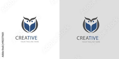 Modern Owl Education Logo Book and Bird Icon for Knowledge and Learning