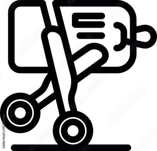 Airport luggage cart transporting passenger baggage with attached tag, symbolizing smooth travel and efficient baggage handling