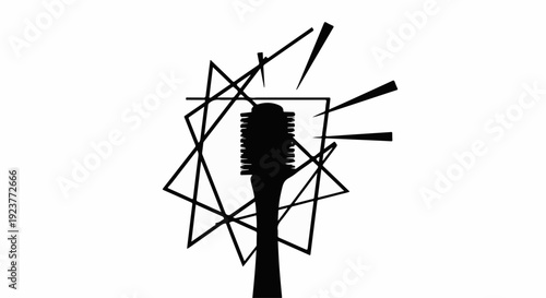 Abstract representation of a toothbrush with radiating lines suggesting energy or sound