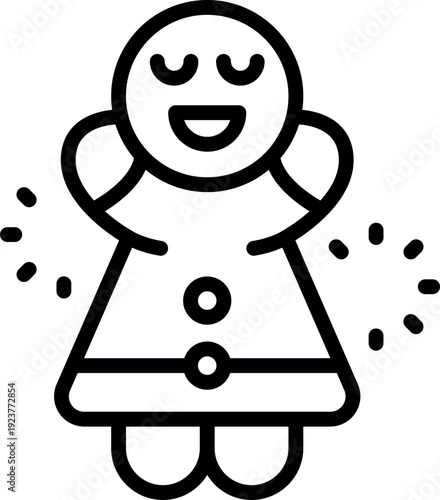 Gingerbread girl with open arms, celebrating christmas with joy and happiness