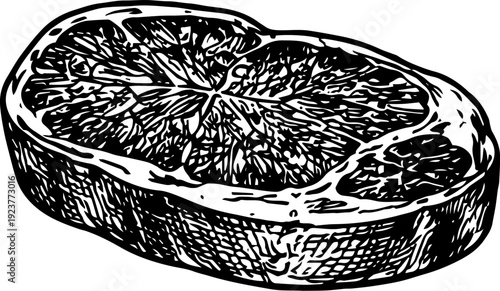 Vintage Thick Marbled Beef Steak Engraving Vector Illustration
