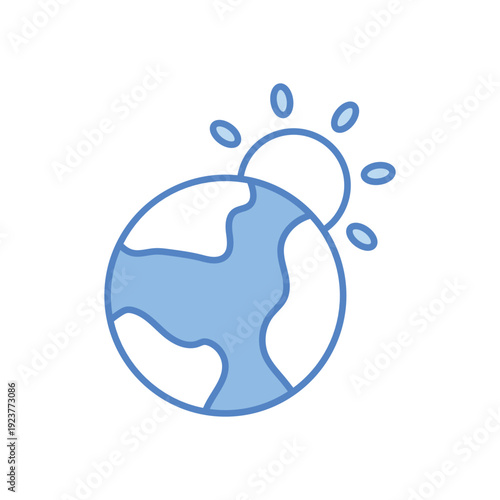 Earth with sun vector icon