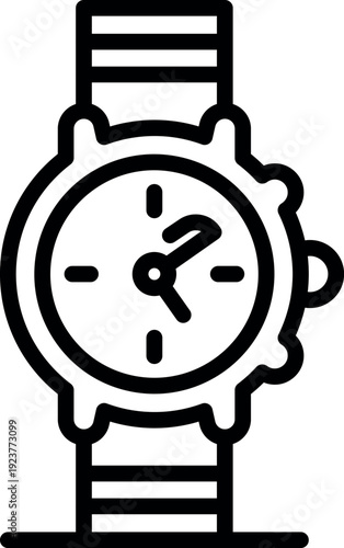 Stylish wristwatch indicating time with a contemporary design and a distinctive striped strap