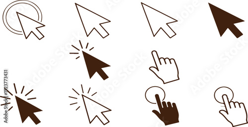 Modern computer mouse cursor icons for digital design and interaction