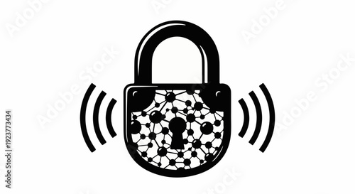 Digital padlock with network pattern signifies secure data and online protection.