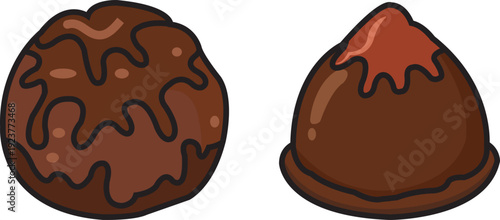 Chocolate Truffles and Bonbon Candy Hand Drawn Illustration