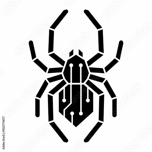 Abstract Spider Icon with Circuit Board Design.