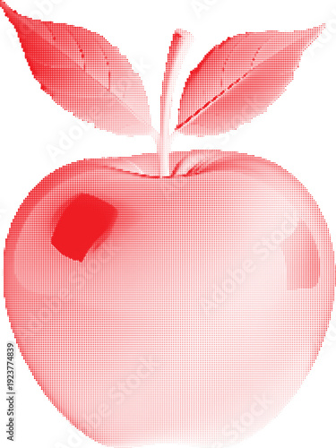 Halftone Red Apple with Leaves A Symbol of Health and Nature