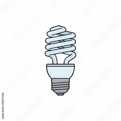 Compact Fluorescent Light Bulb With Blue Glass Spiral Element and Silver Screw Base on White Background