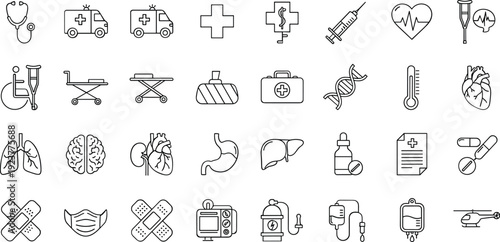 Medical icons for healthcare and wellness concepts